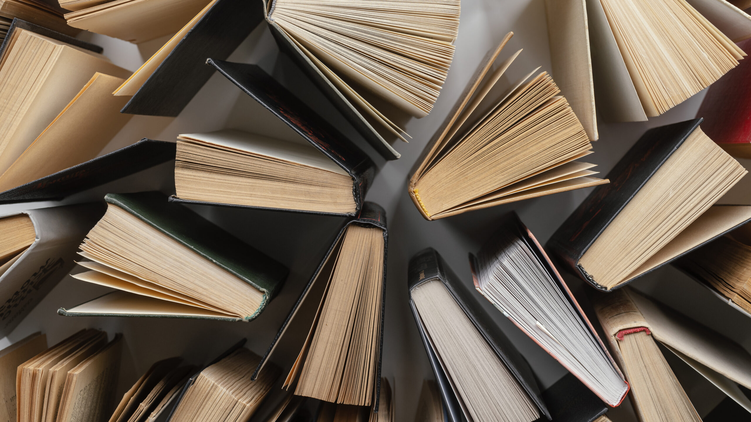 top view books arrangement